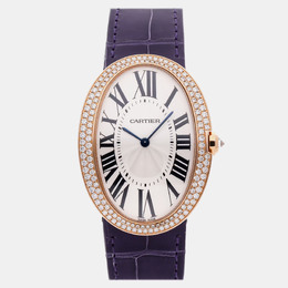Cartier Baignoire WB520005 Manual Wind Rose Gold Silver Dial Men's Wristwatch