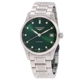 Longines Master Automatic Diamond Green Dial Ladies Watch l2.357.4.99.6