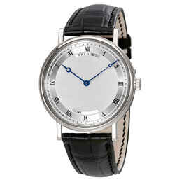 Breguet Classique 18kt White Gold Automatic Ultra Slim Silver Dial Leather Mens Watch 5157bb/11/9v6