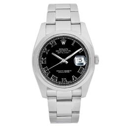 Pre-owned Rolex Datejust 116200-BKSBRO Automatic Mens Chronometer Black Dial
