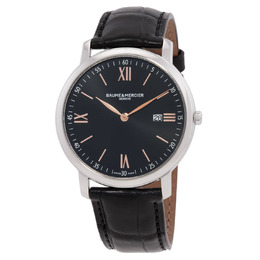 Baume & Mercier Classima Mens Quartz Watch M0A10127 with Black Dial and Silver Stainless Steel Case