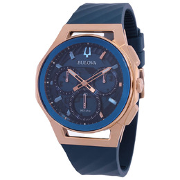 Bulova Marc Anthony CURV Chronograph Quartz Blue Dial Mens Watch [article:97a185]