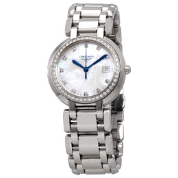 Pre-owned Longines Primaluna White Dial Ladies Watch L8.112.0.87.6 Silver-tone Stainless Steel Case and Bracelet Fixed Bezel Analog White Dial with Hands, Index Markers, Roman Numerals at 6/12 o'clock Minute Markers Outer Rim Date Display at 3 O'clock Sapphire Crystal Calibre L250 Quartz Movement Pull/Push Crown Solid Case Back Round 30mm Size Dress Watch Swiss Made