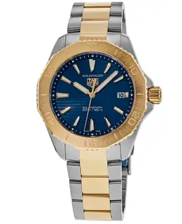 Tag Heuer Aquaracer Solargraph Blue Dial 18K Gold Plated Steel Men's Watch wbp1120.bb0002