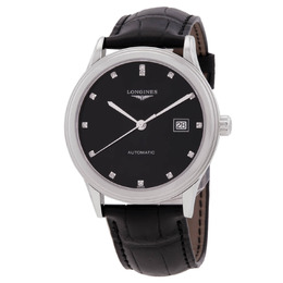 Longines Flagship Automatic Diamond Black Dial Mens Watch l4.984.4.57.2