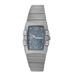 Pre-owned Omega Constellation Quadrella Quartz Diamond Blue Dial Ladies Watch 1586.72