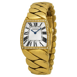 Pre-owned Cartier La Dona De Cartier Diamond Silver Guilloche Dial Ladies Watch we60020h