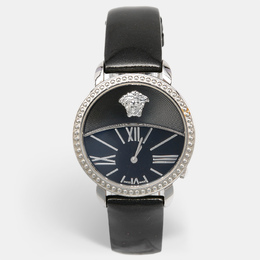 Versace Black Stainless Steel Patent Leather Krios 93Q Women's Wristwatch