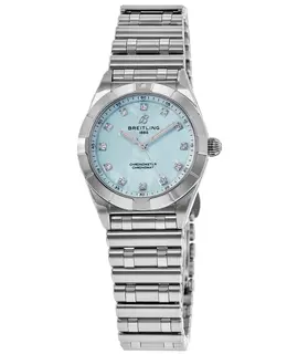 Breitling Chronomat 28 Blue Mother of Pearl Diamond Dial Steel Women's Watch Model A72310101C1A1
