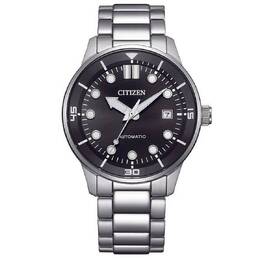 Citizen Automatic Mens Watch - Black Dial with Silver-tone Stainless Steel Case and Bracelet
