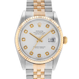 Pre-owned Rolex Datejust 16233 WDJ Automatic Chronometer Diamond White Dial Mens Watch