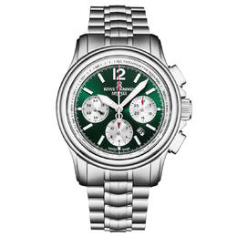 R EU Revue Thommen Air Speed Chronograph Automatic Green Dial Mens Watch 16041.6434