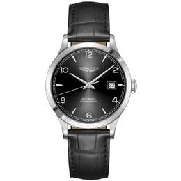 Longines Record Автоматические мужские часы с черным циферблатом и кожаным ремешком L2.820.4.56.2 7876920377404 | black