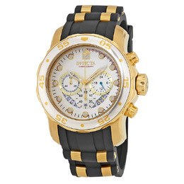 Invicta Pro Diver Chronograph Silver Dial Black Polyurethane Mens Watch 6985