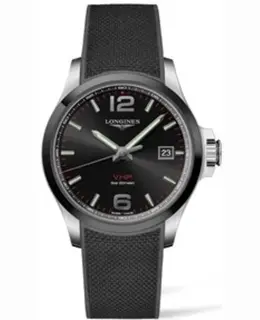 Longines Conquest V.H.P. Black Dial Black Rubber Strap Men's Watch l3.729.4.56.9