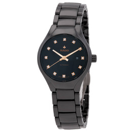 Rado True Round Automatic Diamond Black Dial Ladies Watch R27242732