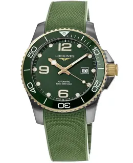 Longines HydroConquest Automatic 43mm Green Dial Rubber Strap Men's Watch l3.782.3.06.9