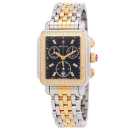 Michele Deco Chronograph Quartz Diamond Black Dial Ladies Watch MWW06A000808