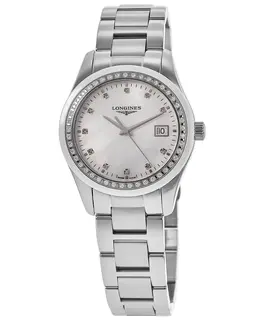 Longines Conquest Classic Mother of Pearl Diamond Dial & Bezel 36mm Women's Watch l2.387.0.87.6