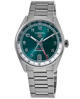 Tag Heuer Carrera Date Twin-Time Automatic Green Dial Stainless Steel Men's Watch wda2114.ba0043