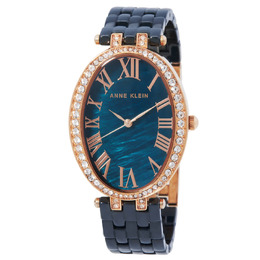 Anne Klein Quartz Oval Crystal Blue Dial Ladies Watch ak/3900rgnv