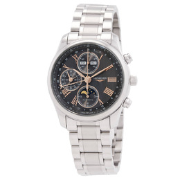 Longines The Longines Master Collection Chronograph GMT Automatic Moon Phase Anthracite Dial Mens Watch l2.673.4.61.6