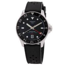 Tissot Seastar 1000 T120.852.17.051.00 Mens Quartz GMT Watch Black Dial Stainless Steel Strap
