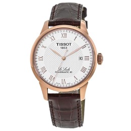 Мужские часы Tissot Le Locle Powermatic 80 с серебристым циферблатом и коричневым кожаным ремешком T006.407.36.033.00 7877740593212 | silver