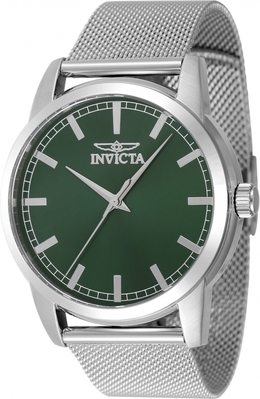 Invicta Celestial Quartz Mens Watch 48507 Green Dial Stainless Steel Mesh