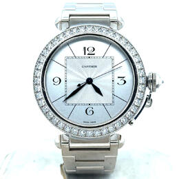 Pre-owned Cartier Pasha Automatic Diamond Silver Dial Unisex Watch WJ1202M9