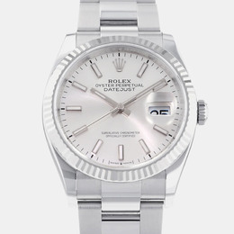 Rolex Datejust 126234, Silver 18k White Gold Stainless Steel Men's Wristwatch 36 mm