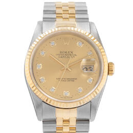 Pre-owned Rolex Datejust 36 Automatic Chronometer Diamond Champagne Dial Mens Watch 16233 CDJ