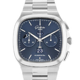 Pre-Owned Glashutte Original Seventies Chronograph Automatic Blue Dial Mens Watch 1-37-02-08-02-70