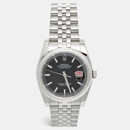 Rolex Black Dial Stainless Steel Datejust 116200 Men's Wristwatch