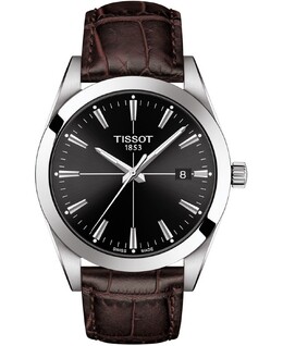 Мужские швейцарские часы Gentleman с коричневым кожаным ремешком, 40 мм Tissot 11272976 | black