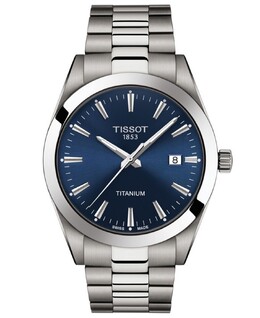 Мужские швейцарские часы Gentleman серого цвета с титановым браслетом, 40 мм Tissot 12401884 | blue
