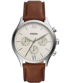 Мужские многофункциональные коричневые кожаные часы Fenmore 44 мм Fossil 12455106 | brown