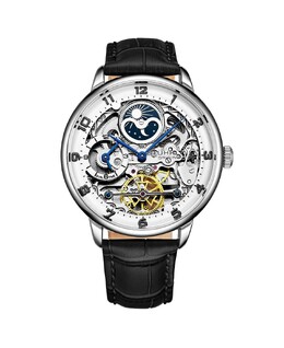 Мужские часы с черным кожаным ремешком 40 мм Stuhrling 10540723 | black
