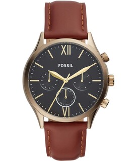 Мужские многофункциональные коричневые кожаные часы Fenmore 44 мм Fossil 12455114 | brown