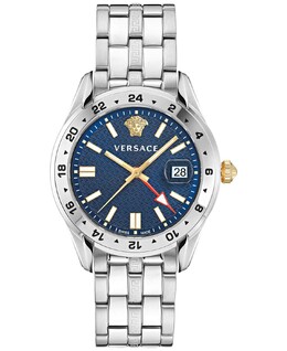 Мужские швейцарские часы Greca Time GMT с браслетом из нержавеющей стали, 41 мм Versace 16754818 | stainless steel