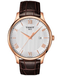 Мужские часы Swiss Tradition с коричневым кожаным ремешком, 42 мм Tissot 2298656 | no color