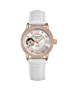 Женские часы с белым кожаным ремешком, 34 мм Stuhrling, белый 10540627 | white
