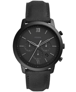 Мужские часы Neutra Chronograph с черным кожаным ремешком, 44 мм Fossil 8102500 | black