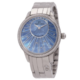 Jaquet Droz Petite Heure Blue Mother of Pearl Stainless Steel Diamond Ladies Watch j005000170