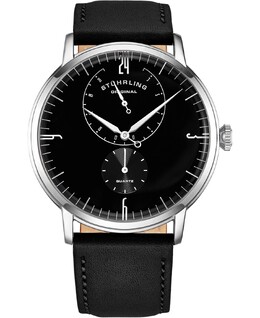 Мужские часы из натуральной кожи черного цвета с ремешком 42 мм Stuhrling 10540920 | black