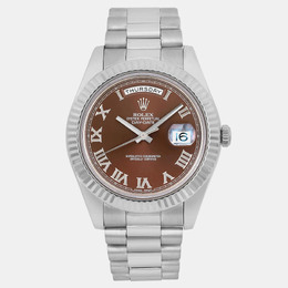 Rolex Brown 18K White Gold Day-Date President (218239)