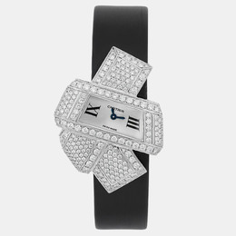 Cartier Silver 18k White Gold Diamond Libre Noeud 3080 Quartz Women's Wristwatch 30 mm 1160664