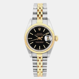 Rolex Black 18k Yellow Gold Stainless Steel Datejust 69173