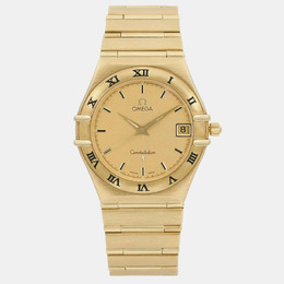 Omega Champagne 18k Yellow Gold Constellation 1112.10 Quartz Women's Wristwatch 33.5 mm 1160612