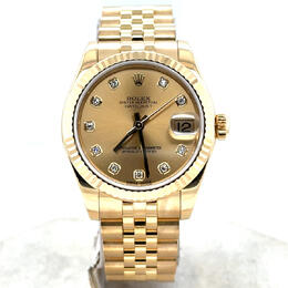 Pre-owned Rolex Datejust 178278 CDJ Automatic Diamond Champagne Dial Yellow Gold Ladies Watch